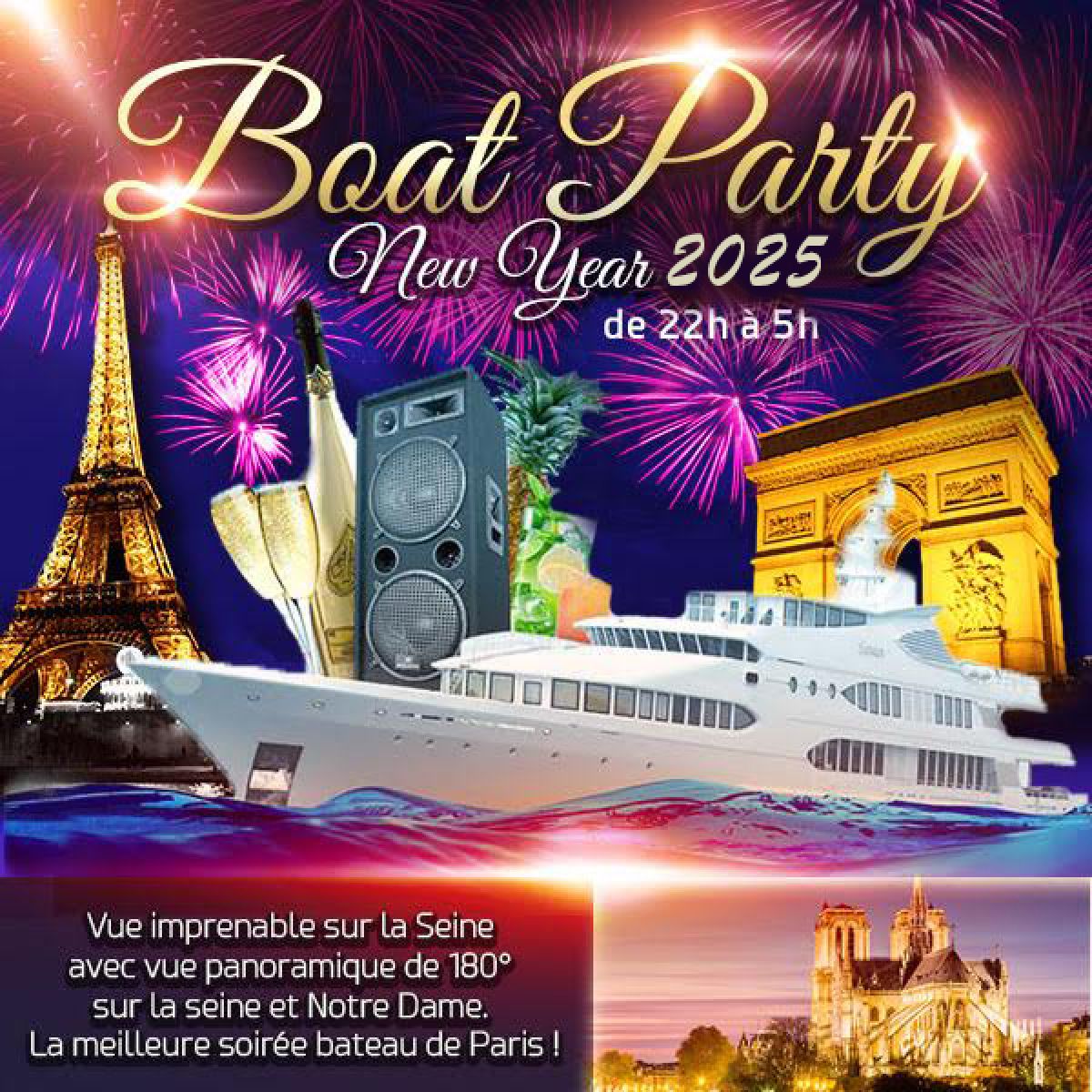 BOAT PARTY NEW YEAR 2025 NOUVEL AN D' EXCEPTION SUR LA SEINE