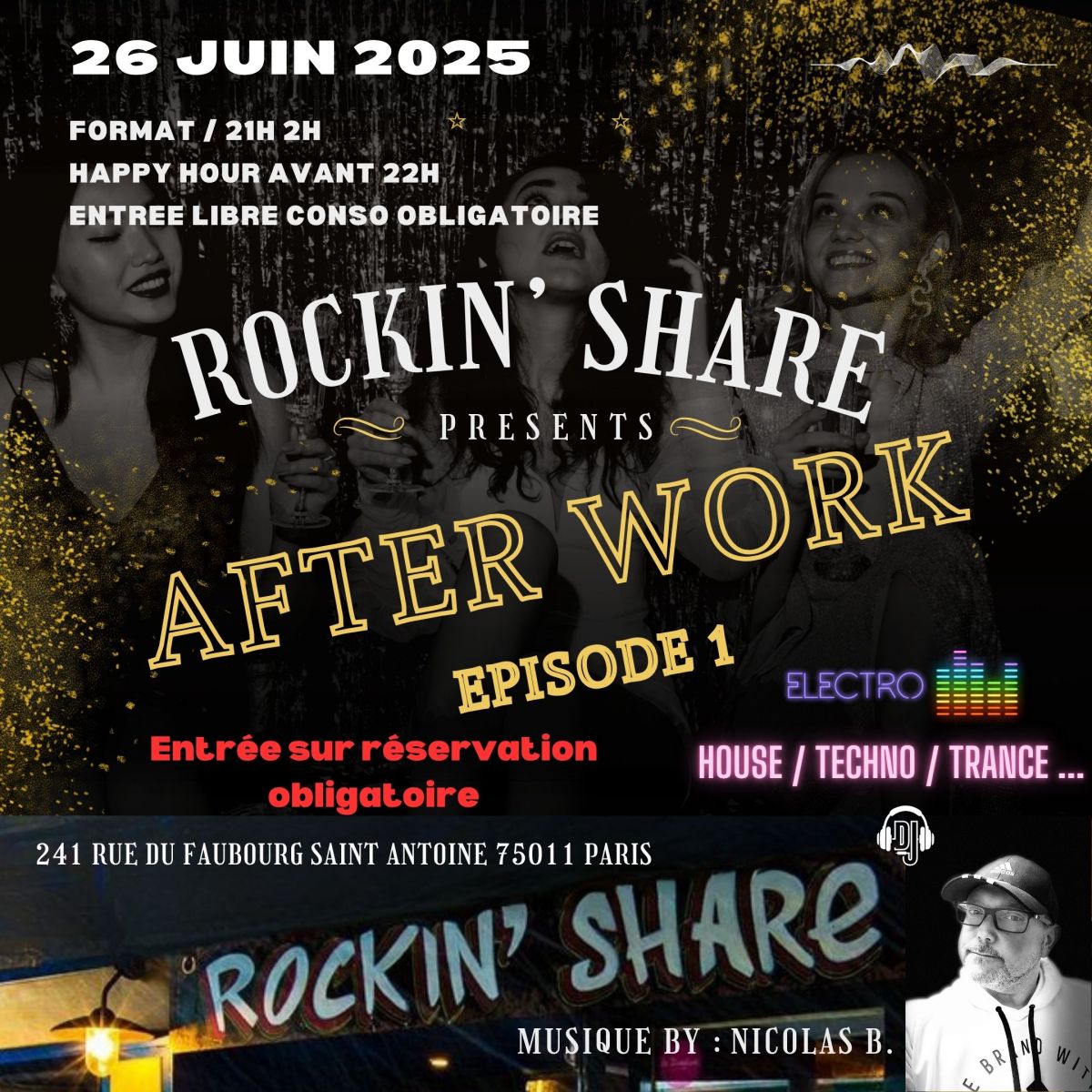 After Work Electro (House, Techno, Trance) 21H 2H Paris 11