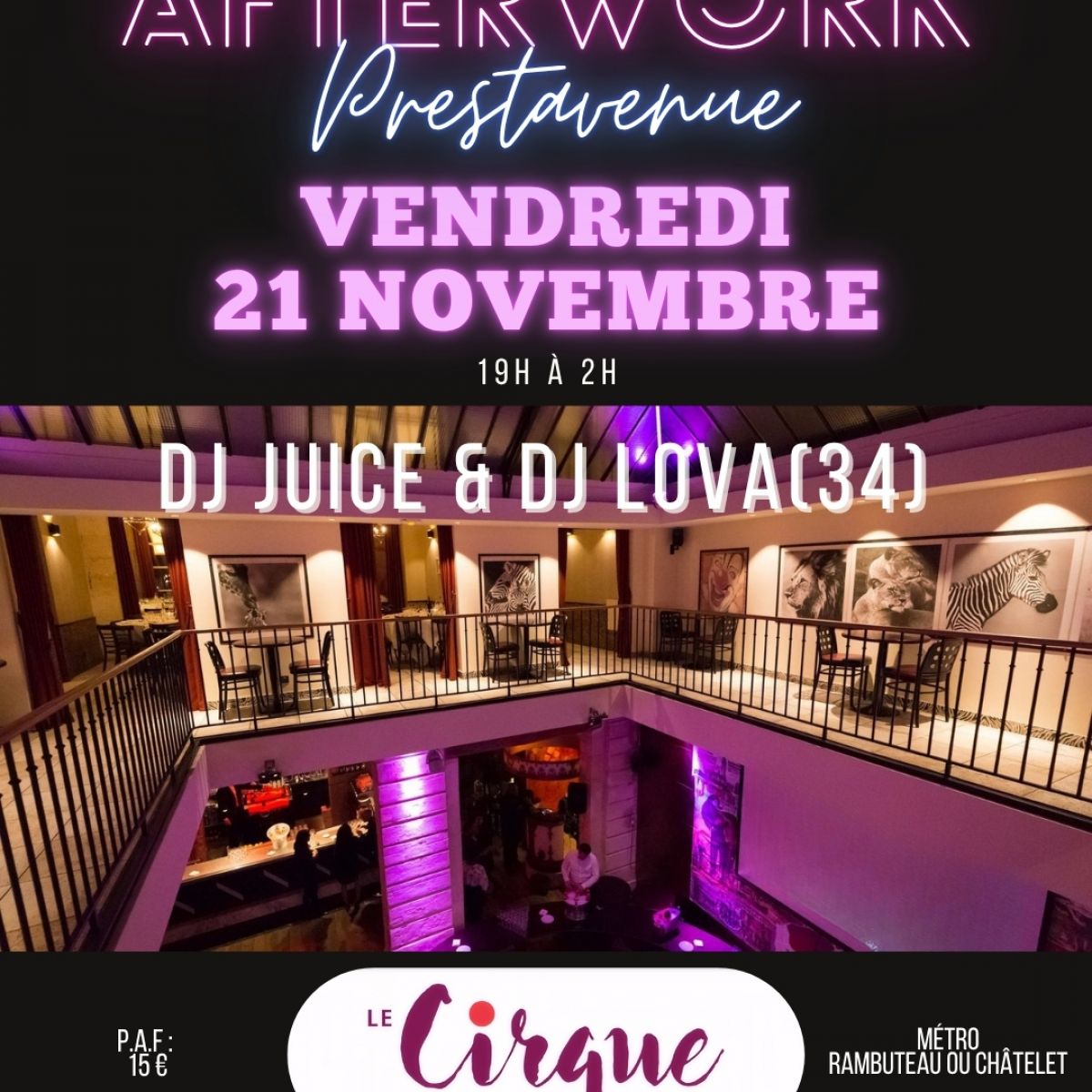AFTERWORK PRESTAVENUE - Vendredi 21 NOV 2025 - Cirque Beaubourg