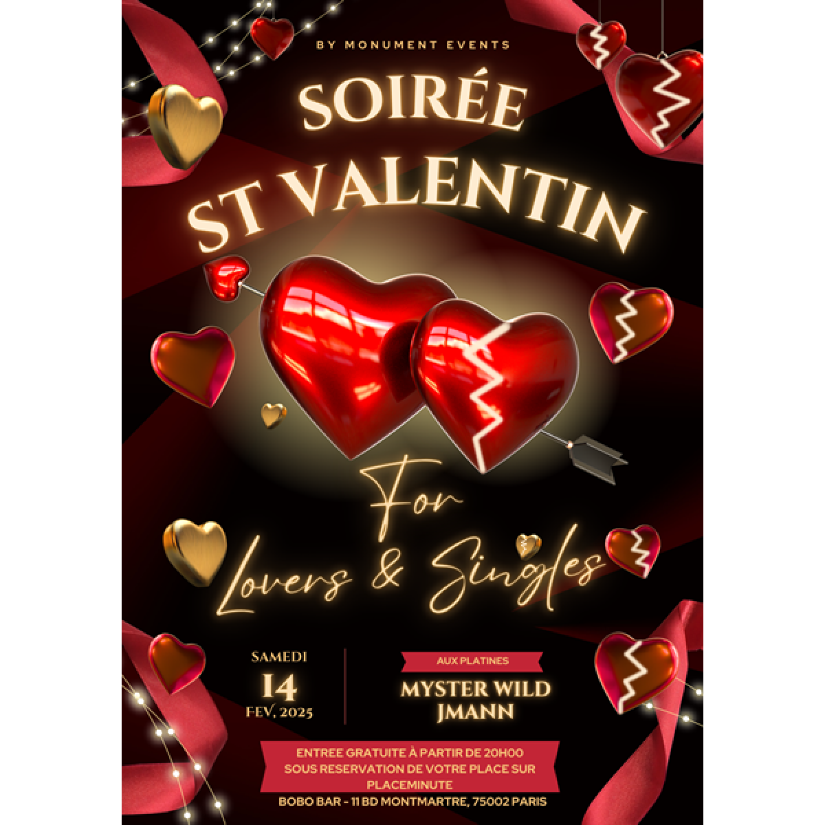 Soirée Saint Valentin - for Lovers & Singles - by Monument Events