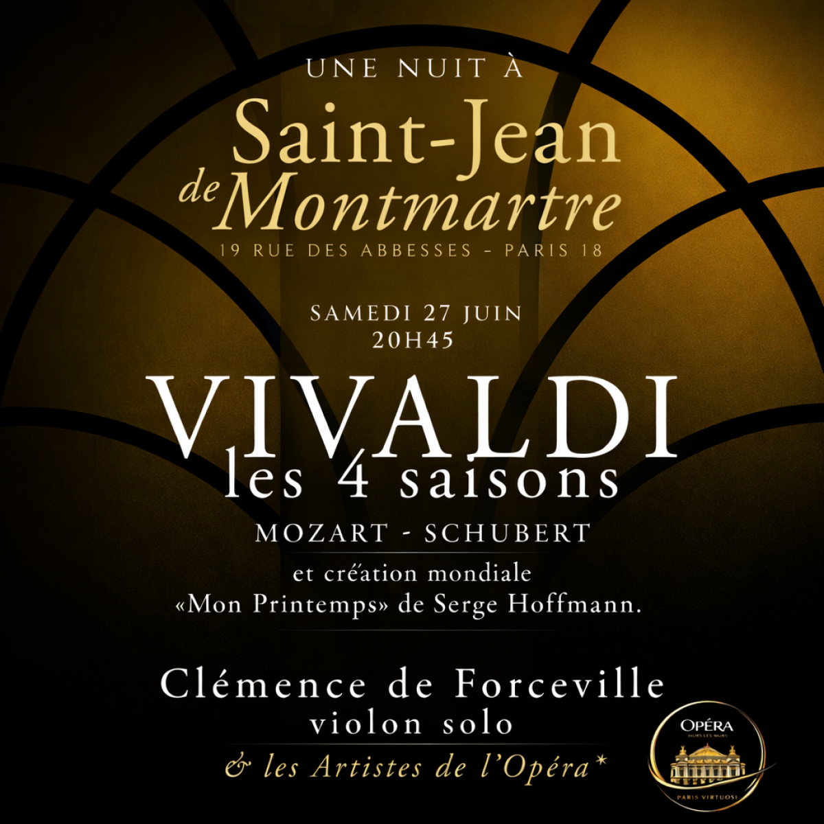 Les Artistes de l’Opéra et Clémence De Forceville (violon) dans Les Quatre Saisons de Vivaldi et l’Ave Maria à Montmartre