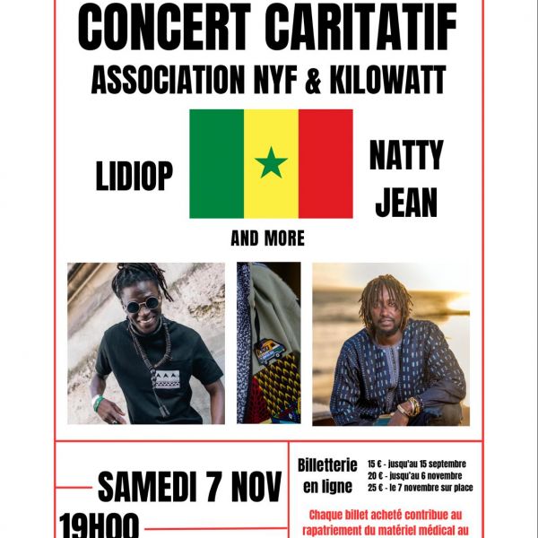 CONCERT TOUS UNIS POUR LE SENEGAL : LIDIOP + NATTY JEAN + Guests : Puppa Lëk Sén et d'autres artistes